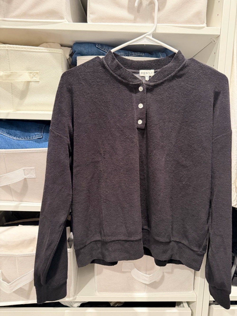 DONNI. Women's Terry Henley Sweatshirt